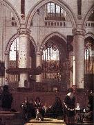 WITTE, Emanuel de The Interior of the Oude Kerk, Amsterdam, during a Sermon oil